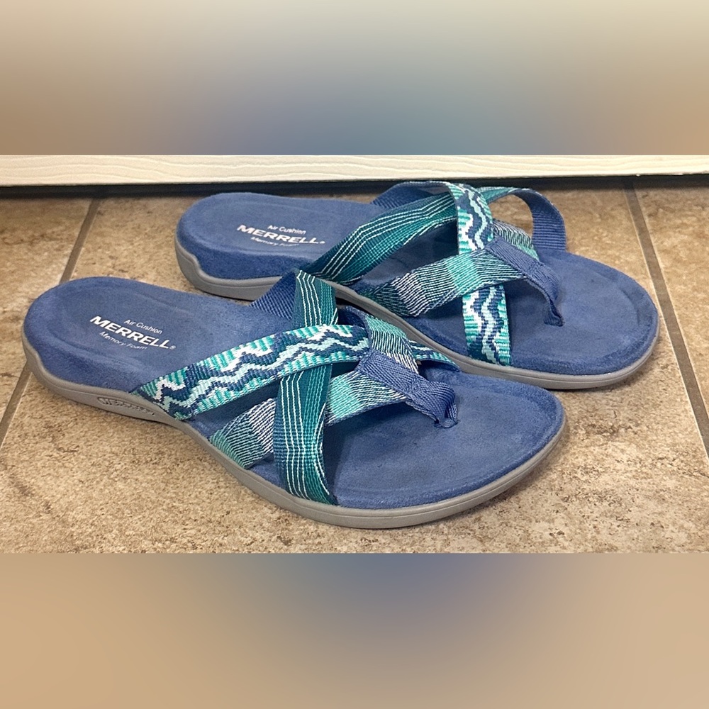 Merrell Blue and Teal Patterned Strappy Sandals